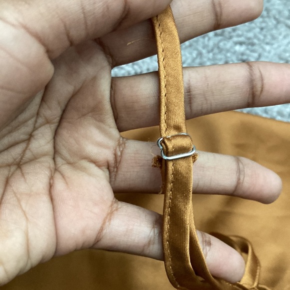 Forever 21 mustard shiny crop v cut top with adjustable straps - Picture 3 of 6